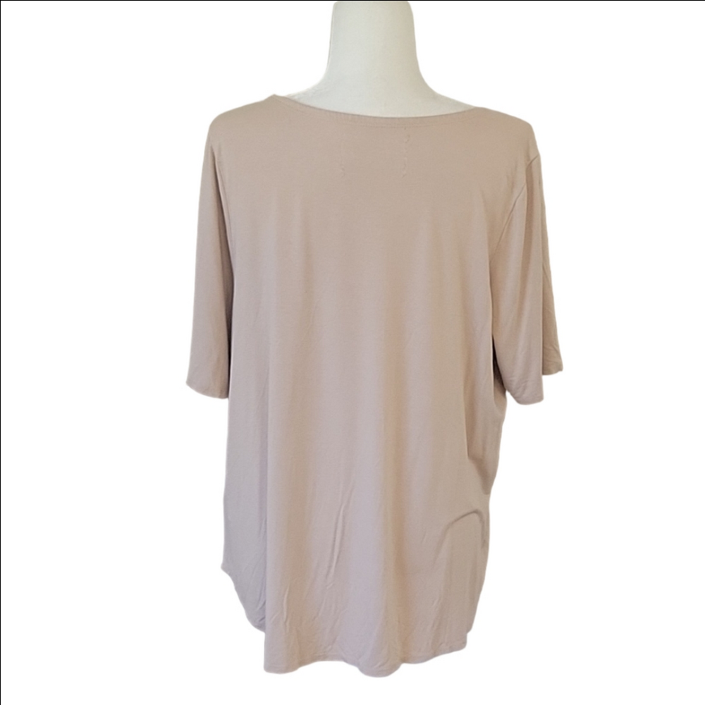 Tan stretchy longer short sleeve womens XL tunic tee longer length too! - Picture 5 of 6
